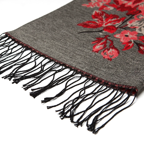 韩禾 Двусторонная демисезонная утепленная накидка, этнический классический шарф с кисточками, этнический стиль