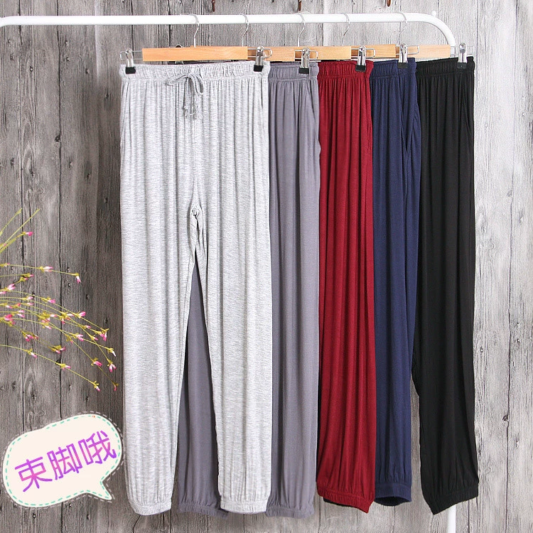 Chân nhỏ phương thức pyjama quần nữ vài quần nam mỏng phần chân kích thước lớn giải trí lỏng lẻo yoga quần mặc nhà mùa thu và mùa đông - Quần tây