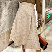 MAJE KARA 2021 spring new commuter OL skirt wave dot mid-length skirt high waist thin high-end A-line skirt