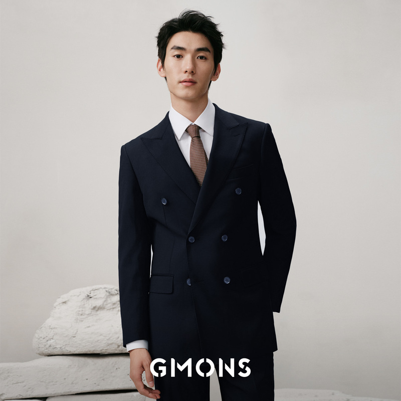Guillomont Double-Breasted Suit Men's Suit Blue High-End Business Formal Wear Wedding Groom's Suit Jacket