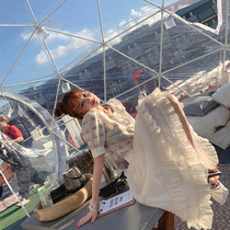 LIN CHAO ZHANG Exquisite and noble heavy industry color embroidered doll collar top Pleated edge stitching SKIRT