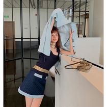 LIN CHAO ZHANG wooden ear design slim base knitting small fragrance ruffle girlfriend sling