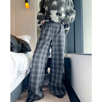 LIN CHAO ZHANG 19 autumn and winter new products casual workplace thin loose wide-leg plaid pants suit pants