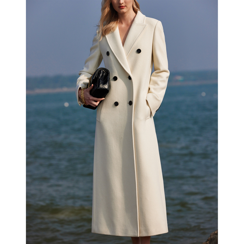 Zhi Rong | Long Style White Extra-Long Shoulder-Length High-End Coat Winter Cashmere Wool Thickened Jacket for Women