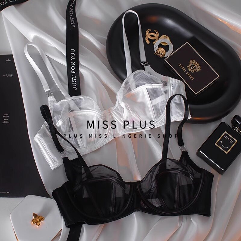 French-Style Mesh Lace Bra Set for Women, Ultra-Thin, Sexy, Slimming, Anti-Sagging, Trendy