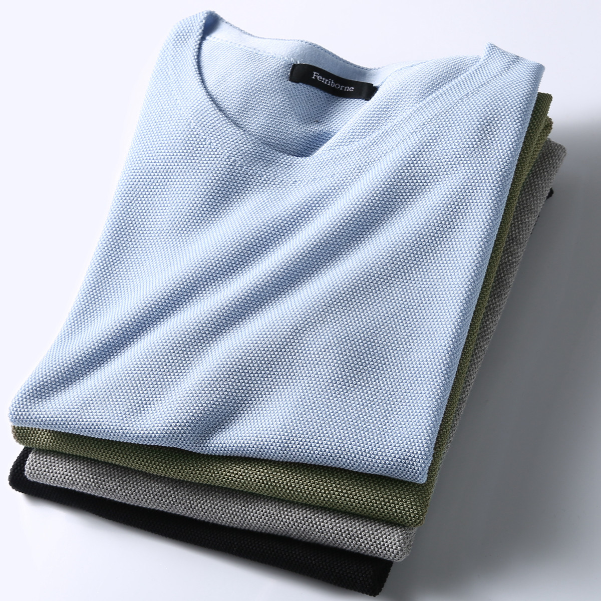 Summer New Breathable Stretch Lass Cotton Men's Fashion Slim Round Neck Pineapple Knit Short Sleeve T-Shirt Short T