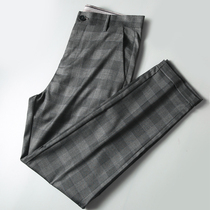 High quality business mens pants charm Plaid thin breathable wrinkle-resistant summer business slim straight casual pants