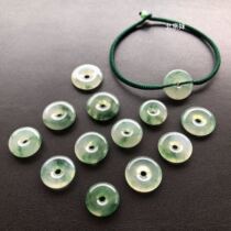 Original natural jade ice seed floating flower green green peace button diamond knot hand woven bracelet female baby hand rope