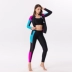 Fat MM plus size áo tắm nữ quần dài tay xẻ tà chống nắng sứa thể thao chuyên nghiệp bộ đồ lặn toàn thân bộ đồ bốn mảnh - Bộ đồ bơi hai mảnh
