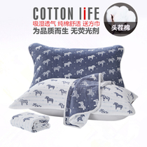 Six-layer gauze pillow towel cotton pair cotton cotton home anti-mite antibacterial simple thick pillow towel couple