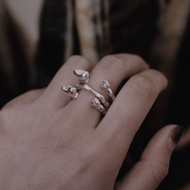 KONGLONGMOGU LUKEWARM WIND 925 SILVER TIDE COUPLES A SEXY RING INDEPENDENT DESIGN CONDITIONING OPENING RING