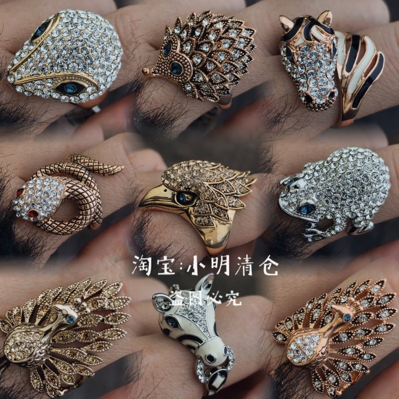 Kela Ma K47 Animal Ring Snake Hedgehog Zebra Frog Toad Lucky Peacock Index Finger Ring Micro-Encrusted with Zirconium