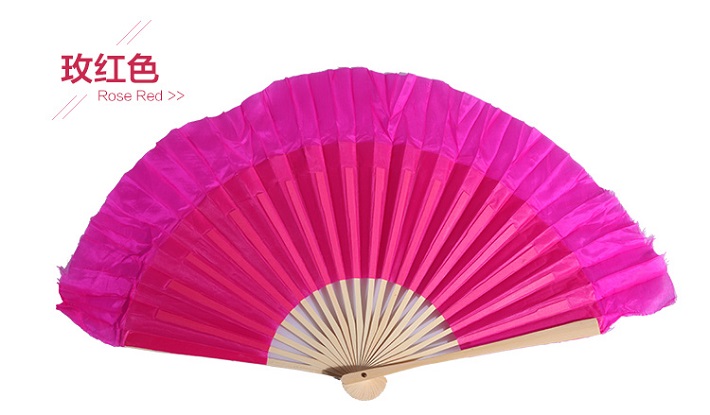 Red dance shoes dance fan performance fan props Yunnan flower drum light fan 9005 hanging tail silk fan 7 inch