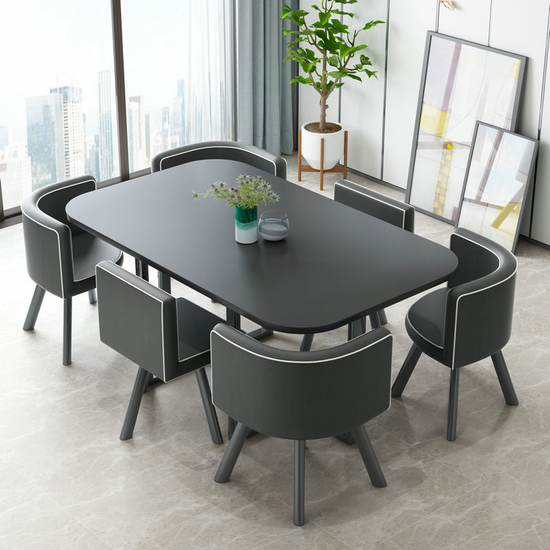 Simple Modern Long Table Training and Negotiation Table and Chair Set Exhibition Hall Reception Office Conference Long Table Shop Dining Table