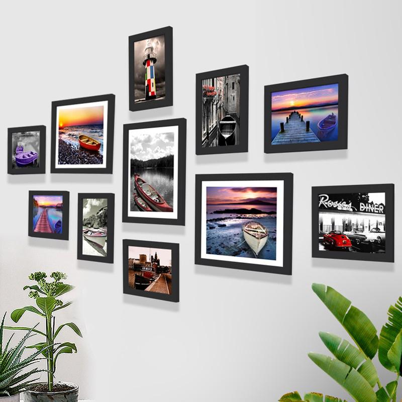 Living Room Wall Photo Frame, No-Drill Photo Wall Decoration Picture Frame, Bedroom Room Wall Nail-Free Painting, Traceless Self-Adhesive