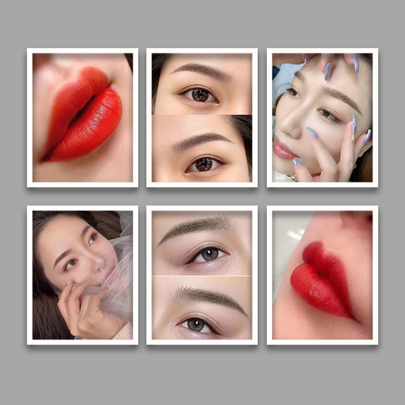 Embroidery nail eyelash picture hanging painting beauty salon decorative painting Nail shop decorative mural 10 inch photo frame combination painting