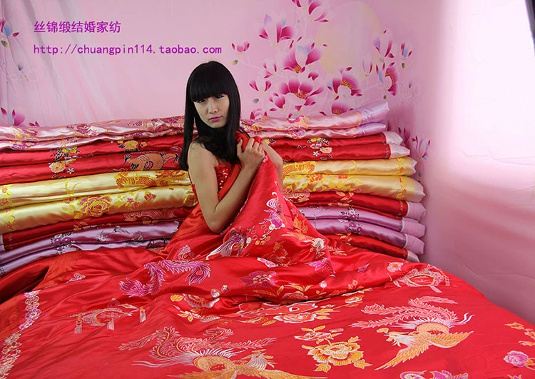 Hàng Châu lụa satin thổ cẩm mềm satin chăn bao gồm lụa cổ điển lụa thổ cẩm quilt bìa lụa tơ tằm