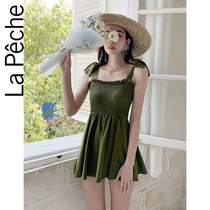 Big Fisher sexy fairy resort lace long sleeve swimsuit suspender Conservative belly slim one-piece swimsuit woman