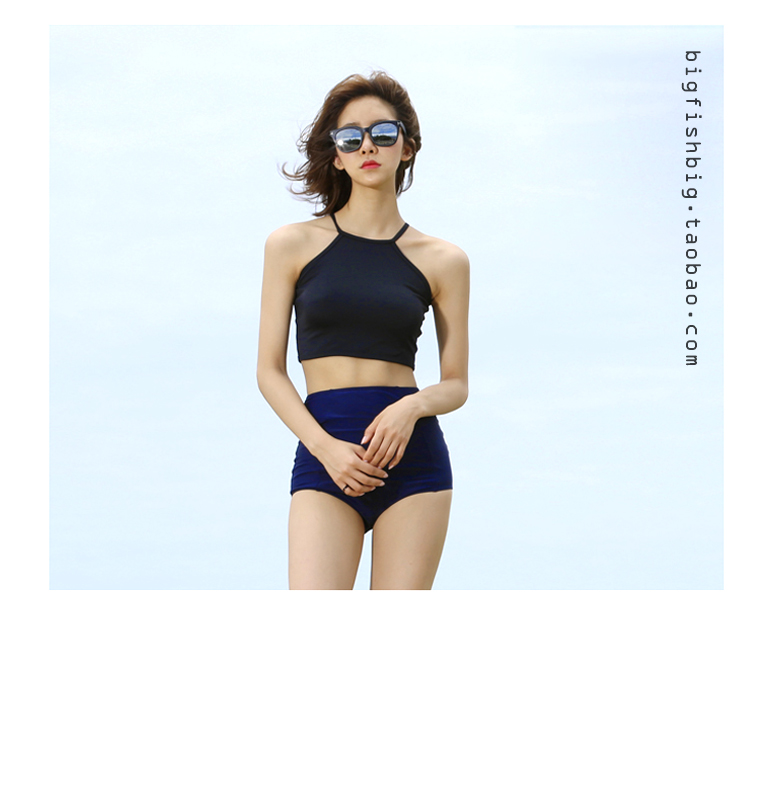 Bộ đồ bơi to cá tính là mảnh khảnh ngực nhỏ che bụng cao eo chia hai mảnh áo tắm mùa xuân nóng bỏng phụ nữ bikini 2 mảnh màu đen	