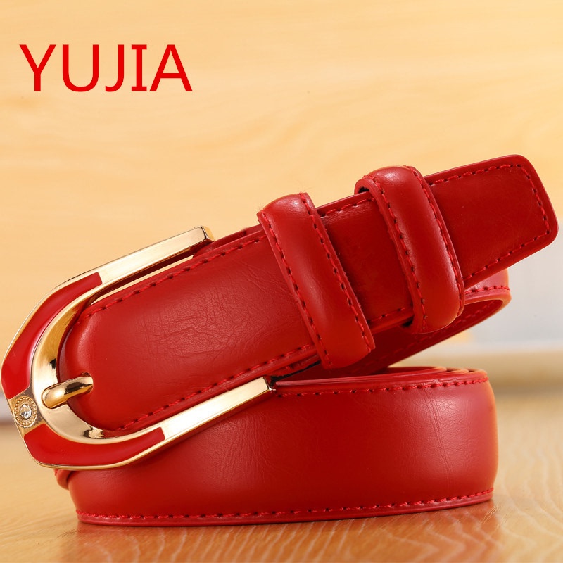 Women's Genuine Leather Pin Buckle Belt, Red Wedding Belt, Versatile for the Year of Birth, Fashionable for Jeans and Dress Pants