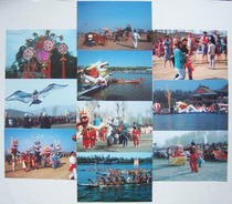 Postcard collection antique custom Chinese folk style kite temple fair dragon boat race 1 set of 10