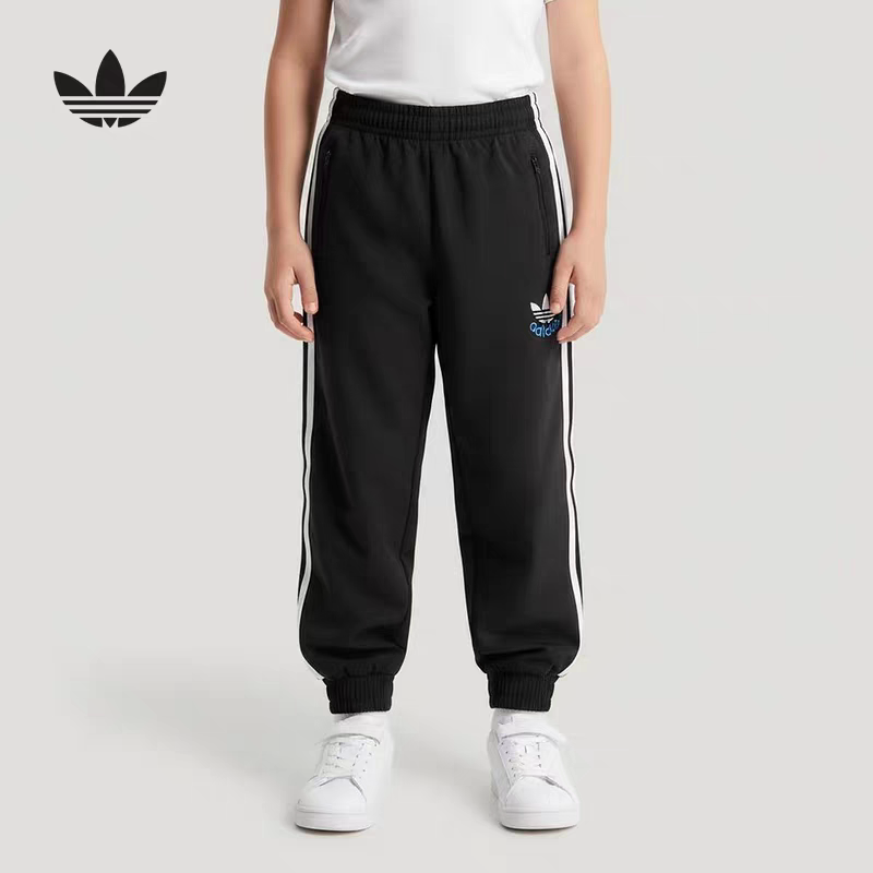 Adidas Children's Clothing 26 Spring Collection Unisex Big Kids Trefoil Woven Versatile Jogger Pants Sports Trousers Kw1179