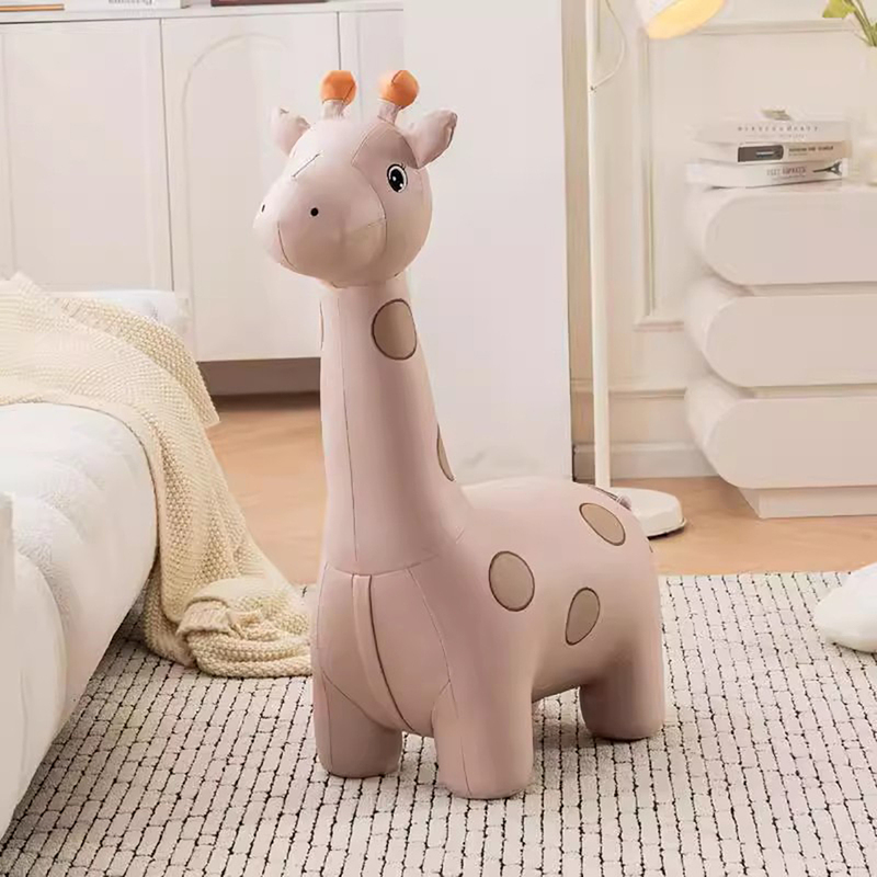 Trendy Giraffe Stool, Animal-Shaped Stool, Creative Plush Toy, Shoe-Changing Stool, Children's Ride-On Cartoon Seat