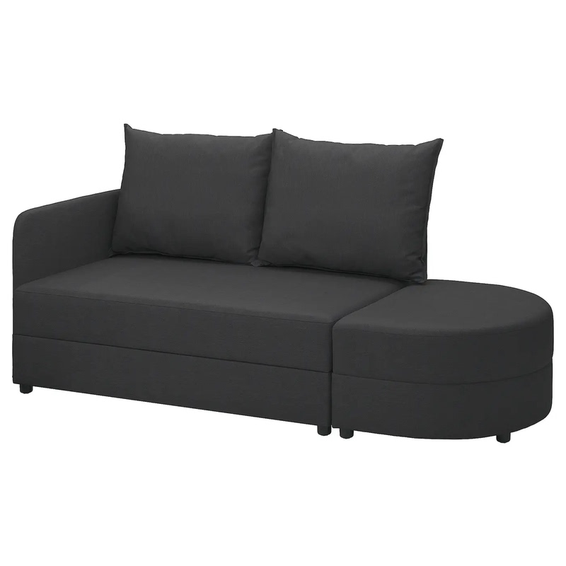 Ikea Lin Dao Kla Double Sofa Bed, Visol Dark Gray Bed with Storage, Genuine Sofa