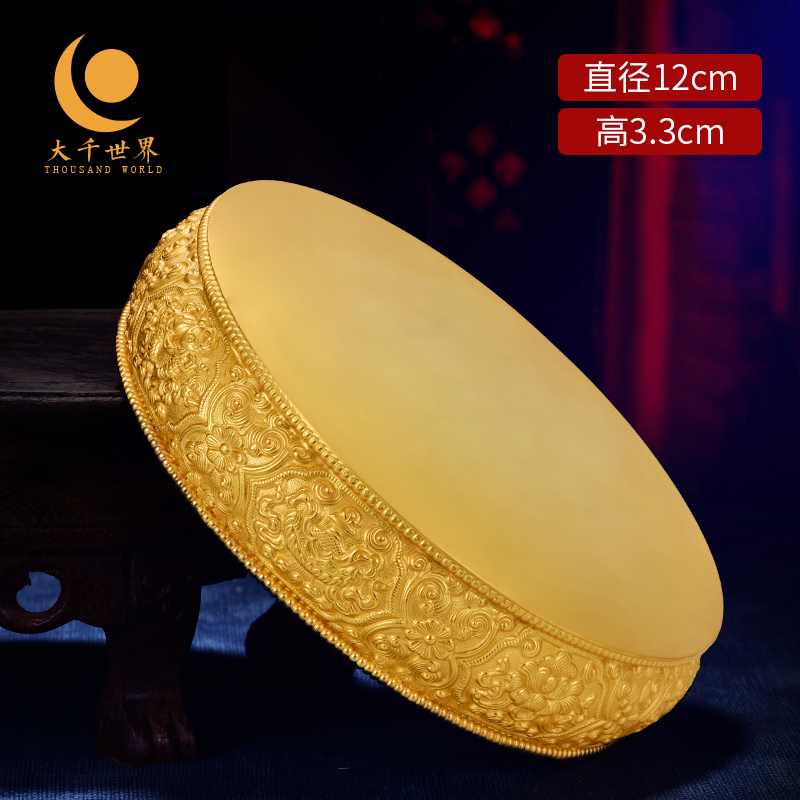 Hidden biography S999 pure silver manzal disc single repair pan silver gilded gold plated gold eight auspicious man tea Luo 12cm