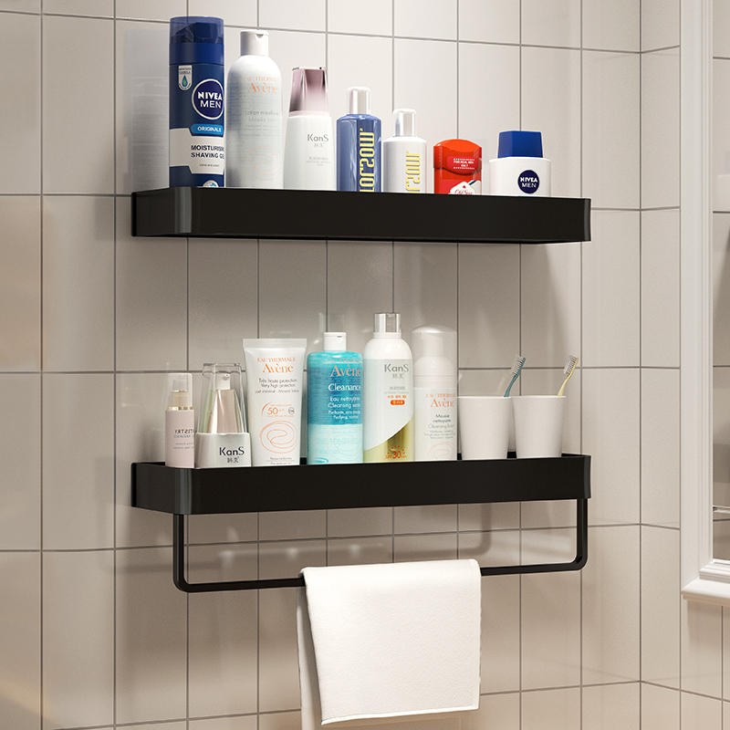 Bathroom shelf wall mounted type punch-free toilet bathroom bathroom bathroom towel towel to collect wall hanging