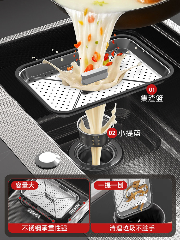 Sus304 Stainless Steel Sink, Large Single Bowl Kitchen Sink, Thickened Dishwashing Sink, Household Under-Counter Sink, Vegetable Washing Basin