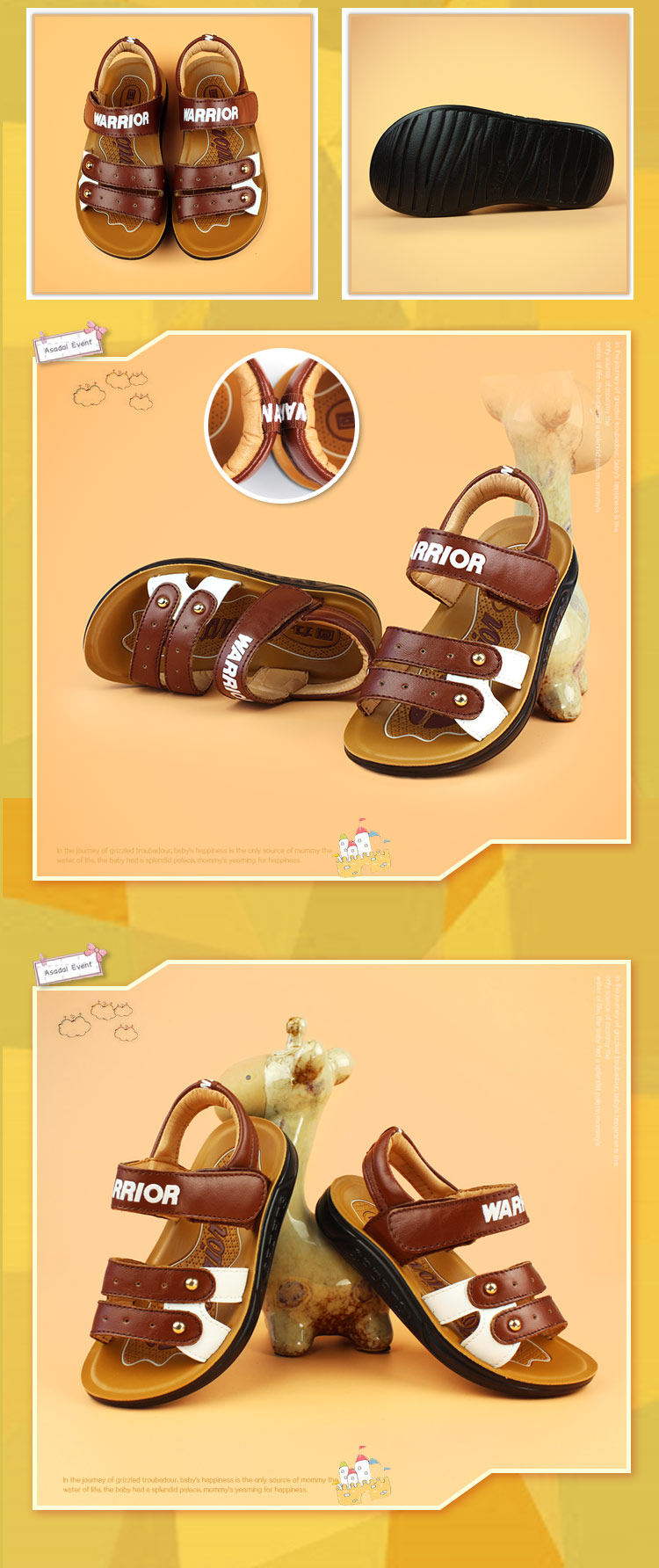 Sandales enfants en cuir WARRIOR orteil métal pour été - semelle caoutchouc - Ref 1053391 Image 23