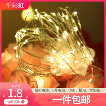 LED copper wire lamp Solar USB copper wire star button flower light string outdoor plug-in wedding Christmas decoration
