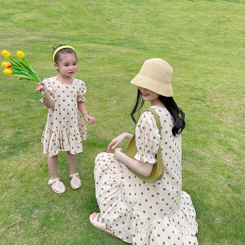 Fried Street Kiss pro 2021 summer New Mother's dress Aposte retro Podot cotton fabric Ocean Clothing Seaside Resort Dresses