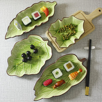 125-inch creative ice cracked ceramic leaves ceramic tableware
