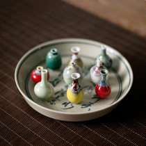  Fingertip vase Kiln becomes mini small vase Tea pet open piece Ceramic flower vase Tea mat decoration Flower bottle incense stick decoration