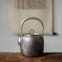  Kung Fu Dao Foot Silver 999 Silver pot Sterling silver beam-carrying pot Hand-carved Heart Sutra Silver Teapot Boiling kettle Kettle