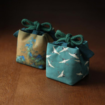  National style ancient painting tea set storage bag Travel tea set Ruihe picture thousands of miles country picture padded protective cloth bag storage bag