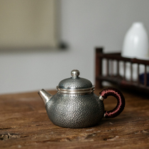  Kung Fu Dao foot silver 999 Rongtian pot Teapot punching pot Hand-made household teapot tea pot Sterling silver handmade silver pot