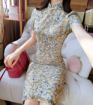 French cheongsam young improved 2021 new spring and summer fashion girl short floral small dress