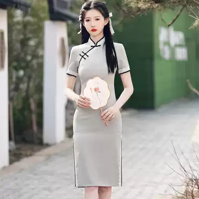 Cheongsam 2021 new improved version straight flap thin age young girl high-end temperament summer dress