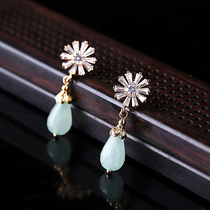 Advanced sense design zircon flower earrings female personality Net red earrings retro earrings earrings earrings 925 earrings silver gold plated