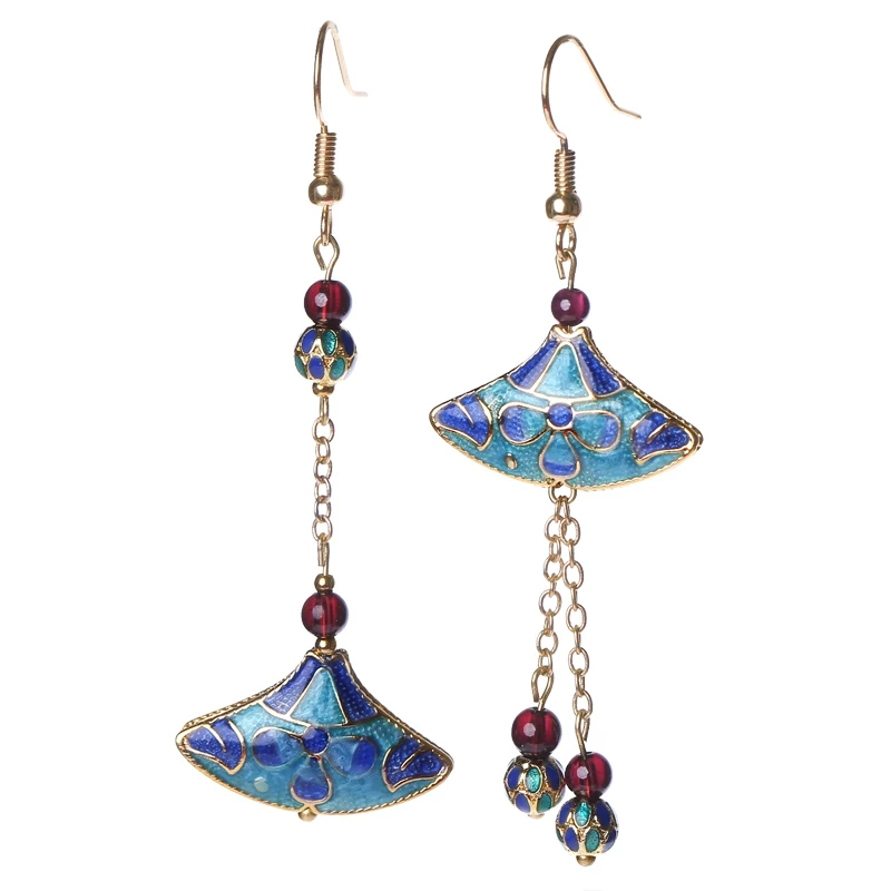 Retro ethnic asymmetrical earrings, accessory, ethnic style