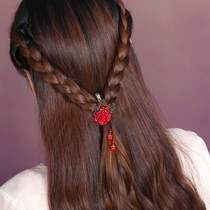 Yan Yu Jiangnan clip retro hairclip classical tassel jewelry Chinese style headdress clip Red bride accessories female