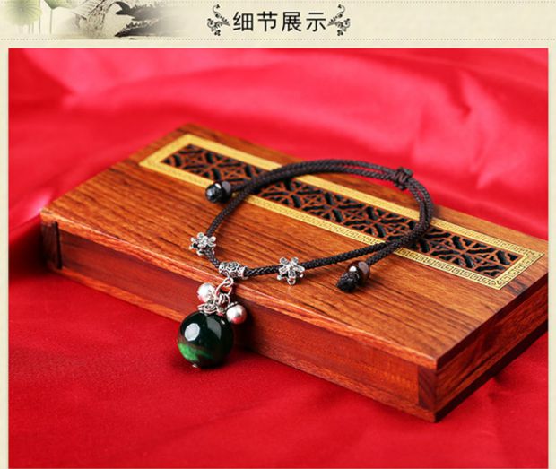 Yan Yu Jiangnan 925 bạc chuông vòng chân nữ mặt dây chuyền mèo đơn giản đồ trang sức retro quốc gia gió đôi chân chuỗi lắc chân nữ hàn quốc