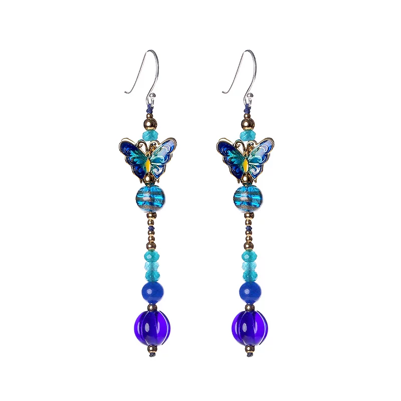 Genuine accessory, retro ethnic long earrings, ethnic style, city style, bright catchy style, Chinese style