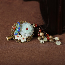 Xiuyu flower small hairpin adult headdress semi-tied hair plate top clip ethnic hair accessories retro tassel female