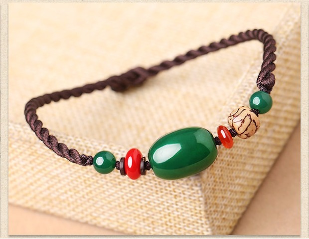 Yan Yu Jiang Nam quốc gió mắt cá chân nữ retro dệt tay Vân Nam trang sức xanh mã não Trung Quốc chuỗi chân gió lắc chân bạc