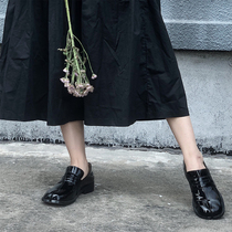 Diablo Minor (Beautiful Things) MM6 Yamamoto Patent Leather Loafers Toe Shoes Coarse Heel Joker Single Shoes Female