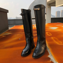 New leather boots (solar system) kelly boots thick heel knight boots flat leather boots boots boots boots riding boots women